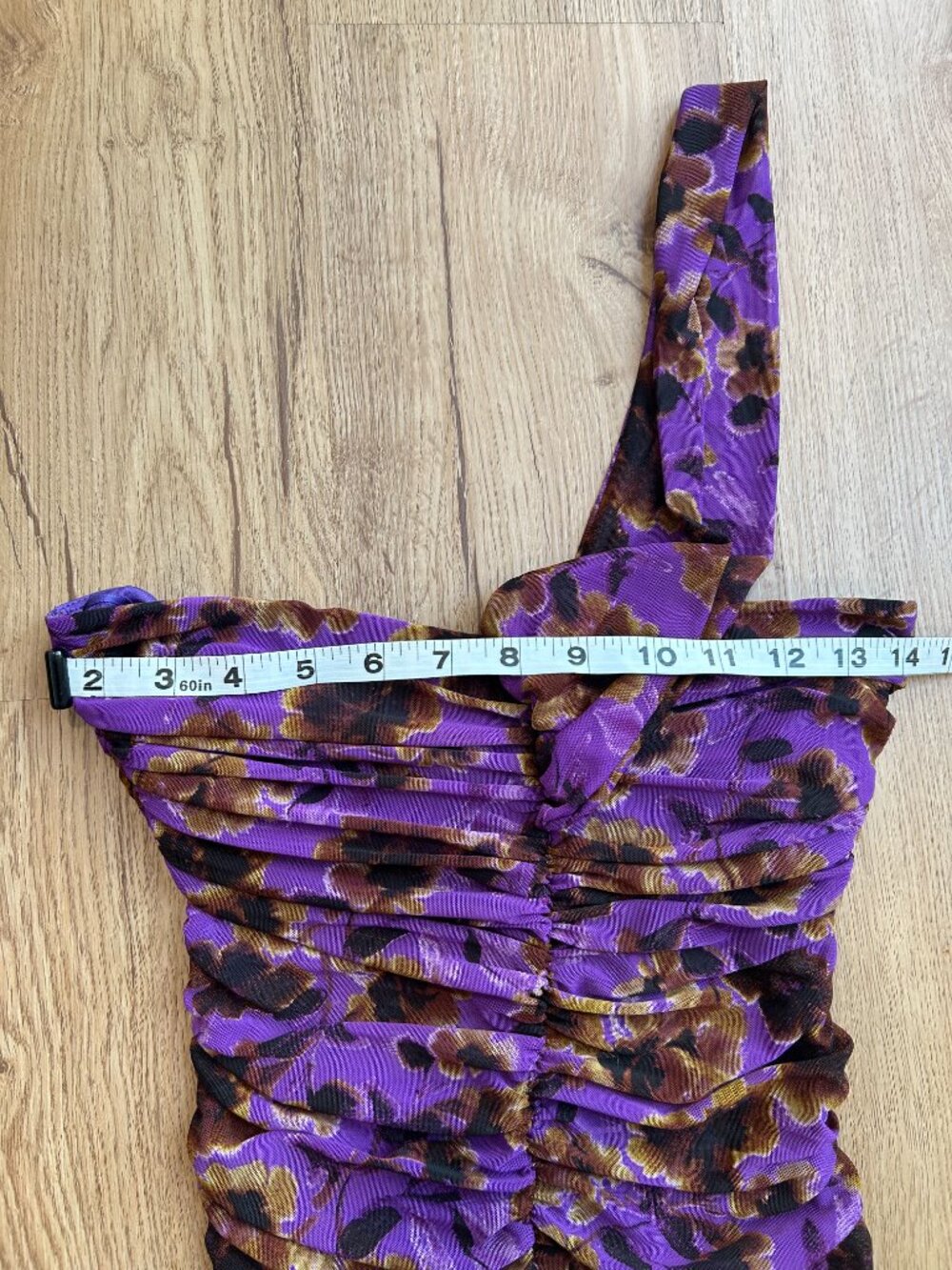 NWT AFRM Avi Bodysuit Purple Haze Floral Mesh Halter Y2K Going Out Top M - Picture 14 of 14